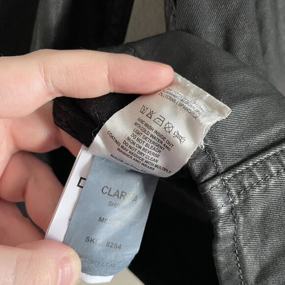 DL1961 Women S Black Medina Puff Sleeve Clarita Coated Button Up Jacket NWT - Picture 12 of 13